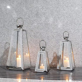 Silver lantern set 3 pcs set